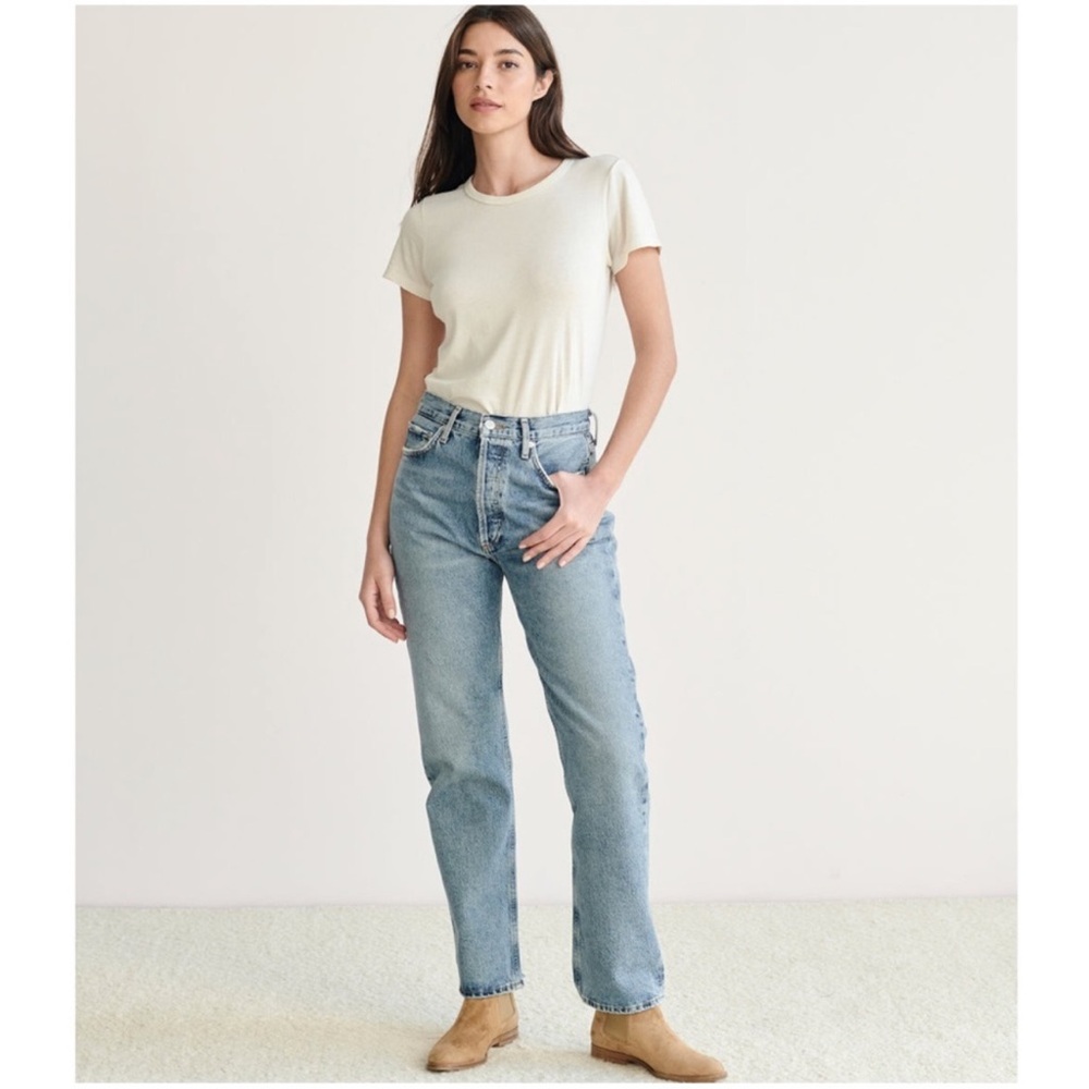 Agolde Light Blue High-Rise Straight Jeans